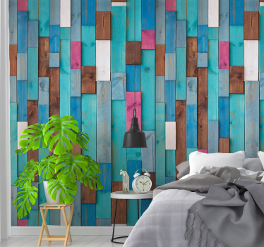Carta da parati effetto legno assi di legno multicolori - TenStickers