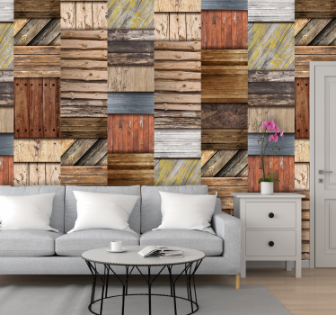 Carta da parati effetto legno pannelli rustici in legno - TenStickers