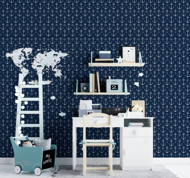 Carta da parati Navy UK modello di ancoraggio - TenStickers