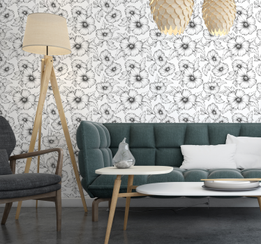 Carta per parati con fiori bianchi e blu - TenStickers